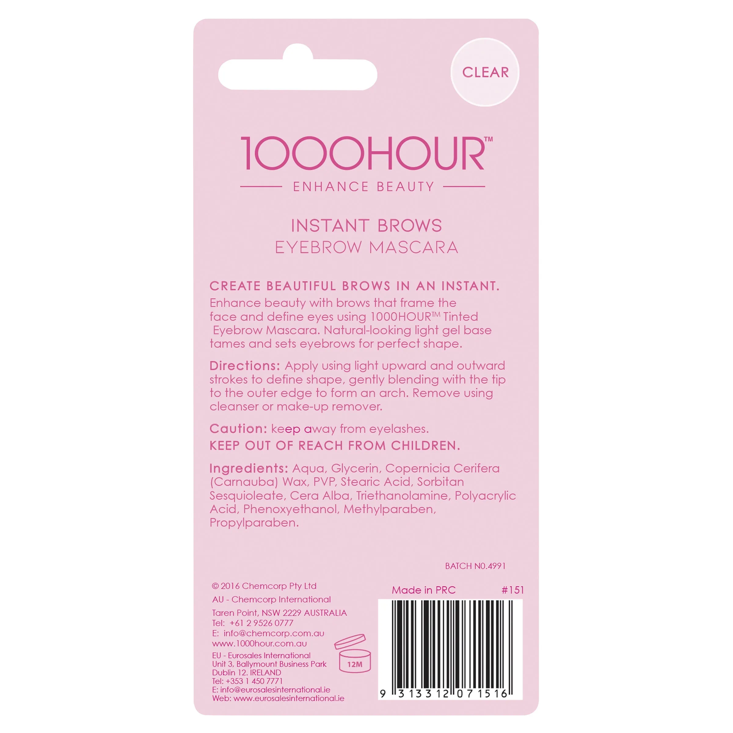 1000HR Instant Brows - Clear
