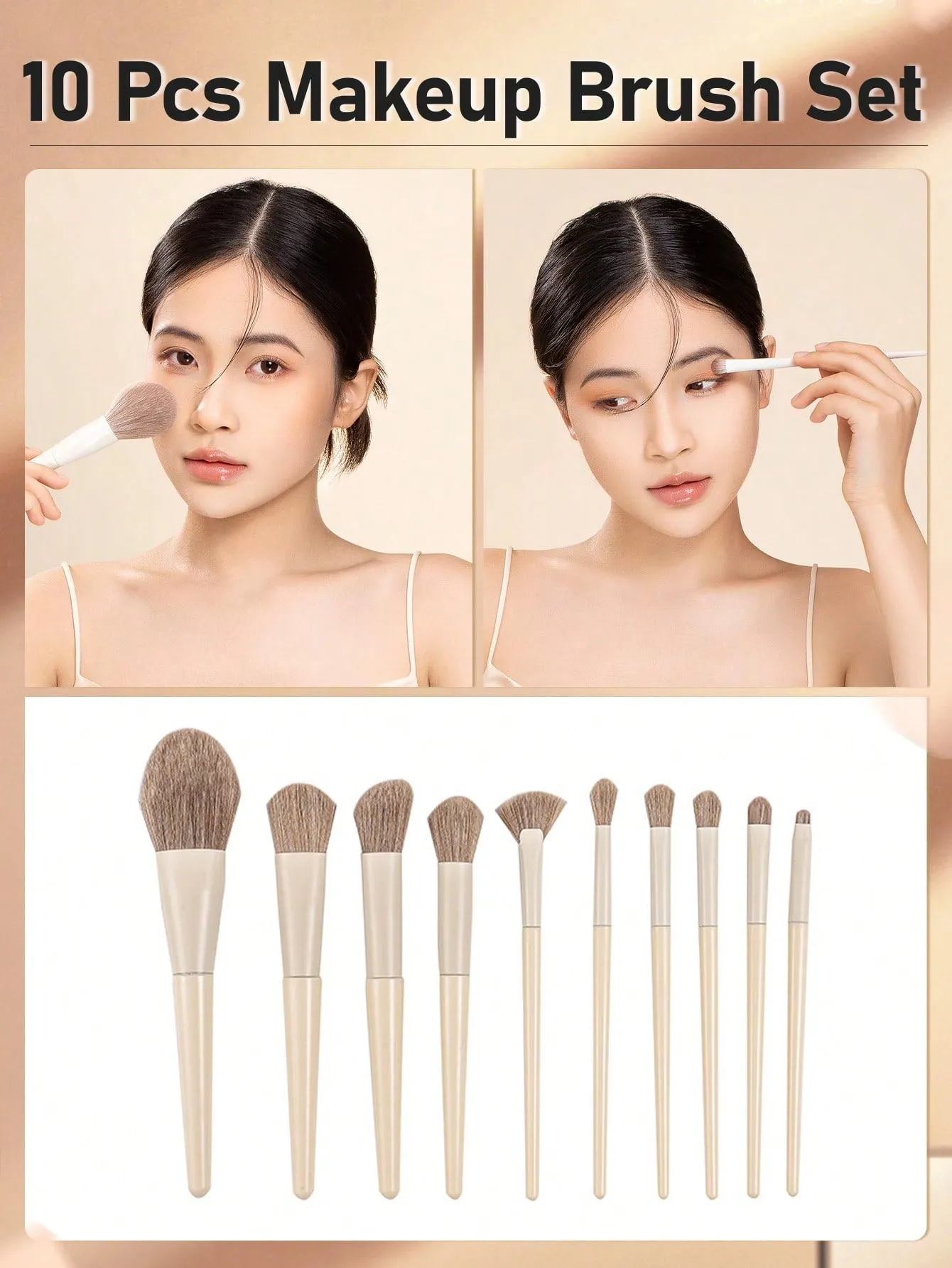 10Pcs Makeup Brush Set Powder Foundation Blush Blending Eye Shadow Lip Cosmetic Beauty Soft Makeup Brushes