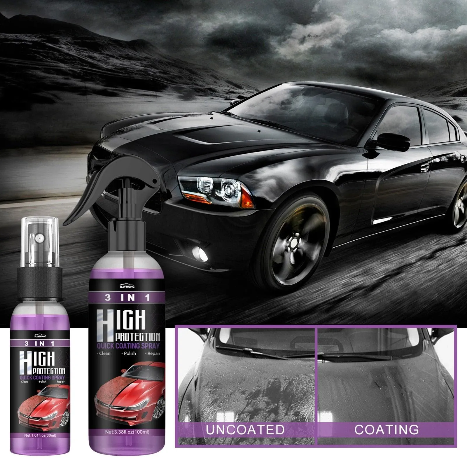3 In 1 Quick High Protection Car Coating Spray Polish