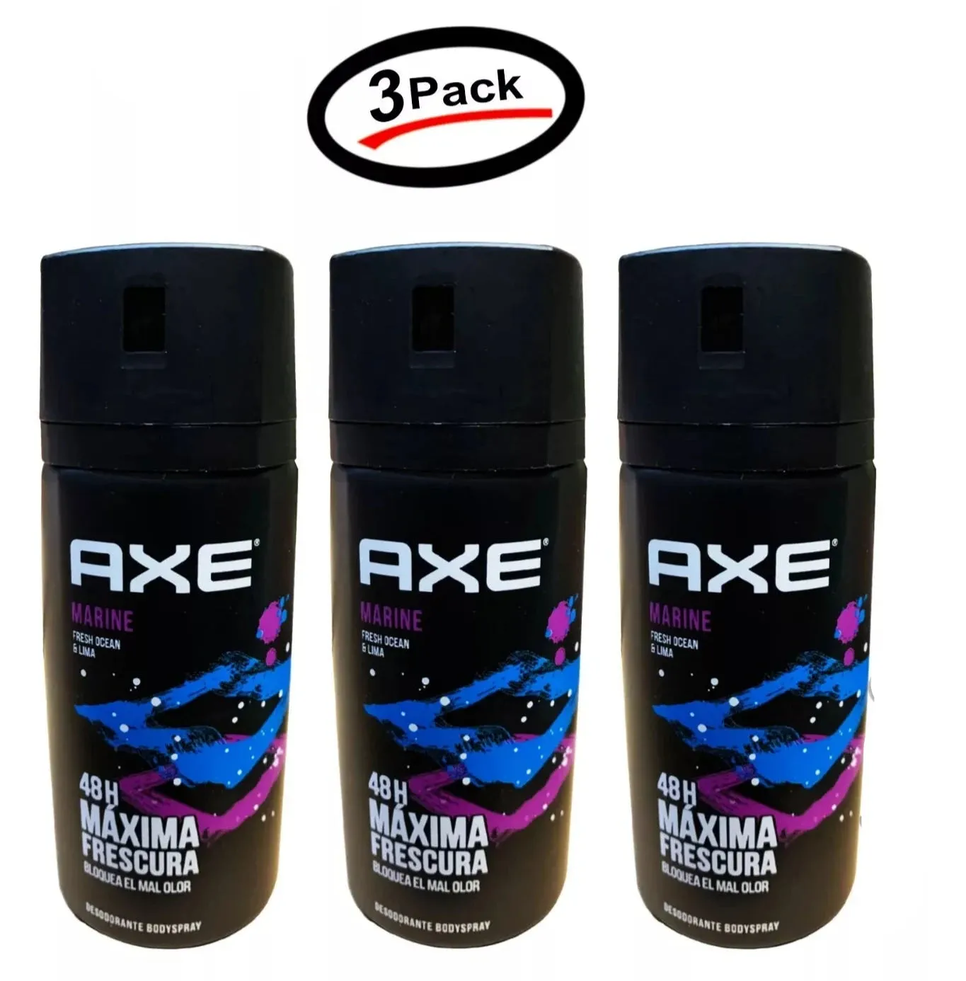 (3 Pack) Axe Deodorant Body Spray Marine Mens Fragrance 150ml/5.07 Oz