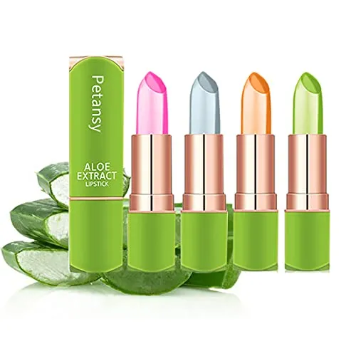 4 Colors Aloe Vera Long Lasting Moisturizing Jelly Temperature Change Lipstick