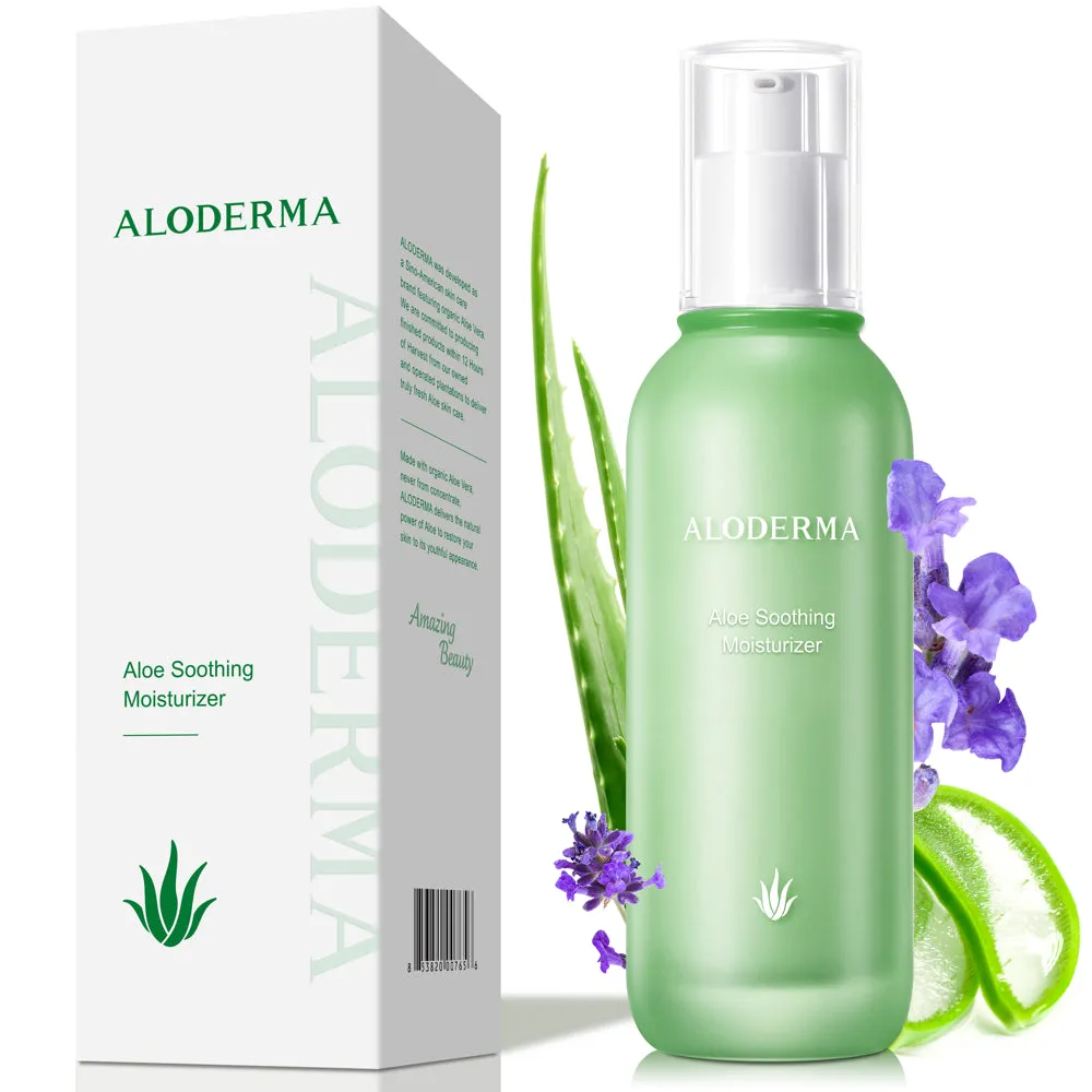Aloderma Firming Facial Moisturizer with 76% Organic Aloe Vera - Nourishing Face Lotion for Women & Men with Jojoba Oil - Natural Skin Firming Lotion - Reduce the Appearance of Fine Lines and Wrinkles