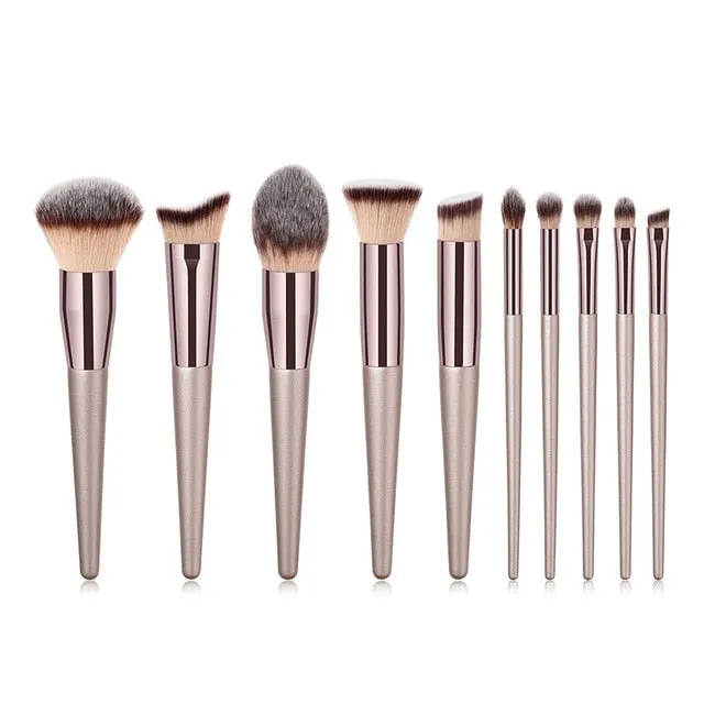 Beauty Champagne makeup brushes set
