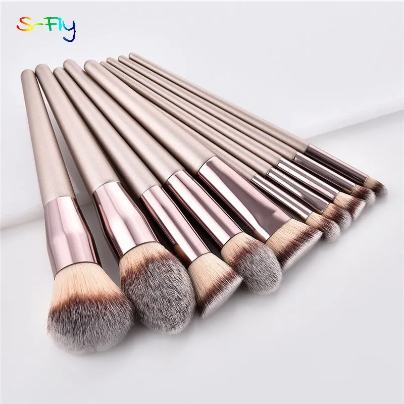 Beauty Champagne makeup brushes set