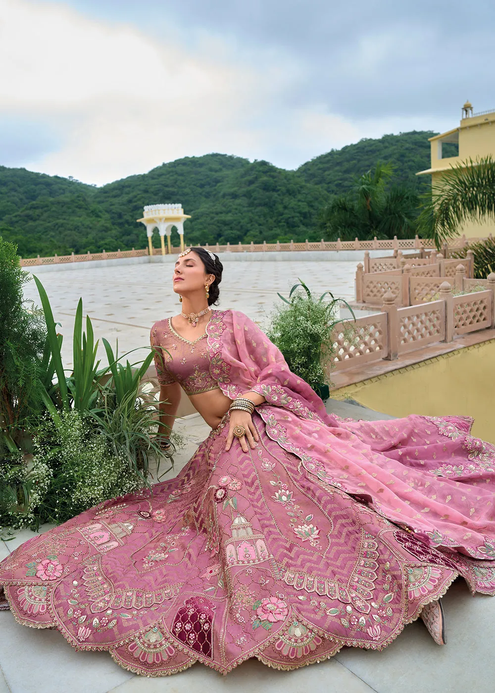 Blush Pink Heavy Embroidered Bridal Style Lehenga Choli