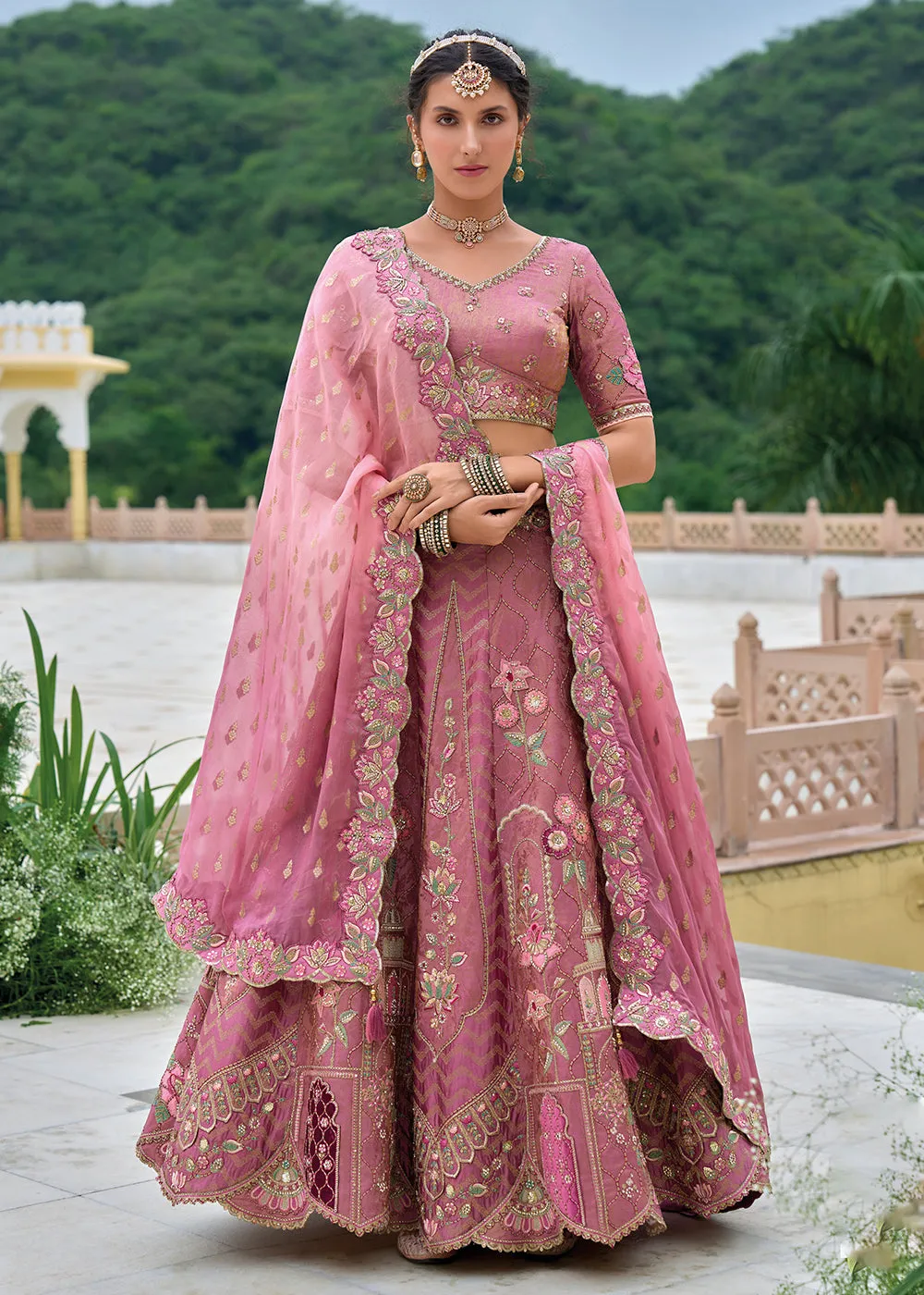 Blush Pink Heavy Embroidered Bridal Style Lehenga Choli