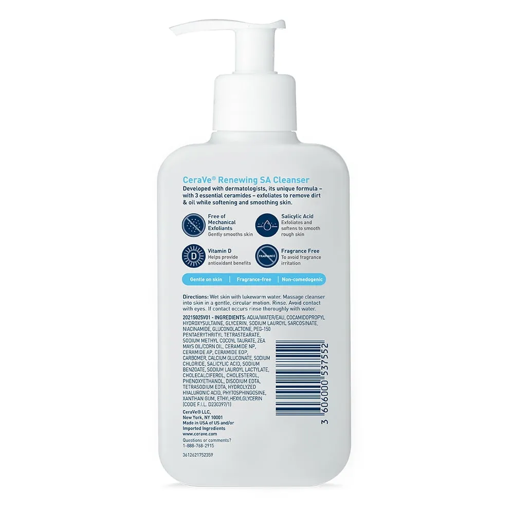 CeraVe Renewing SA Face Cleanser for Normal Skin, 8 oz.