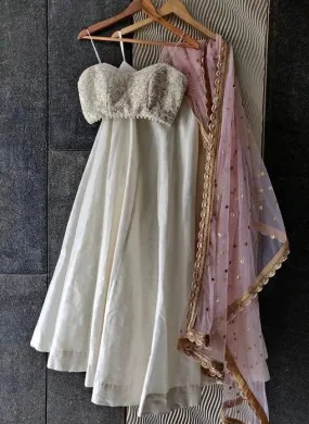 Chandni Lehenga Set With Blush Pink Sequins Dupatta
