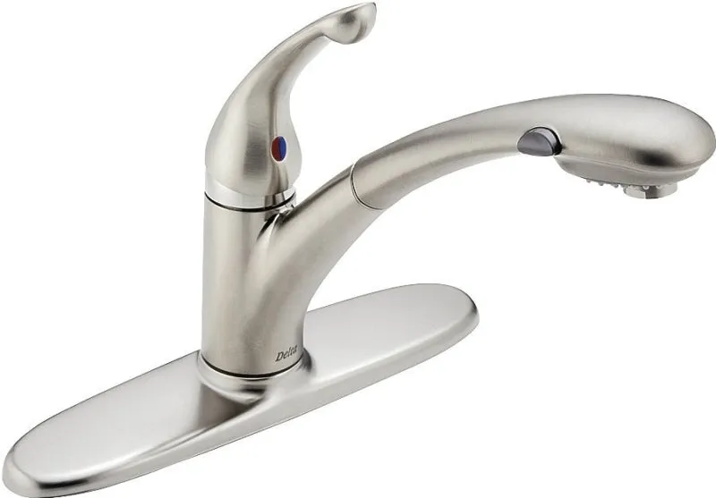 Delta Signature 470-AR-DST Kitchen Faucet, 1.8 gpm, 1-Faucet Handle, Ceramic, Arctic Stainless Steel, Deck :EA: QUANTITY: 1