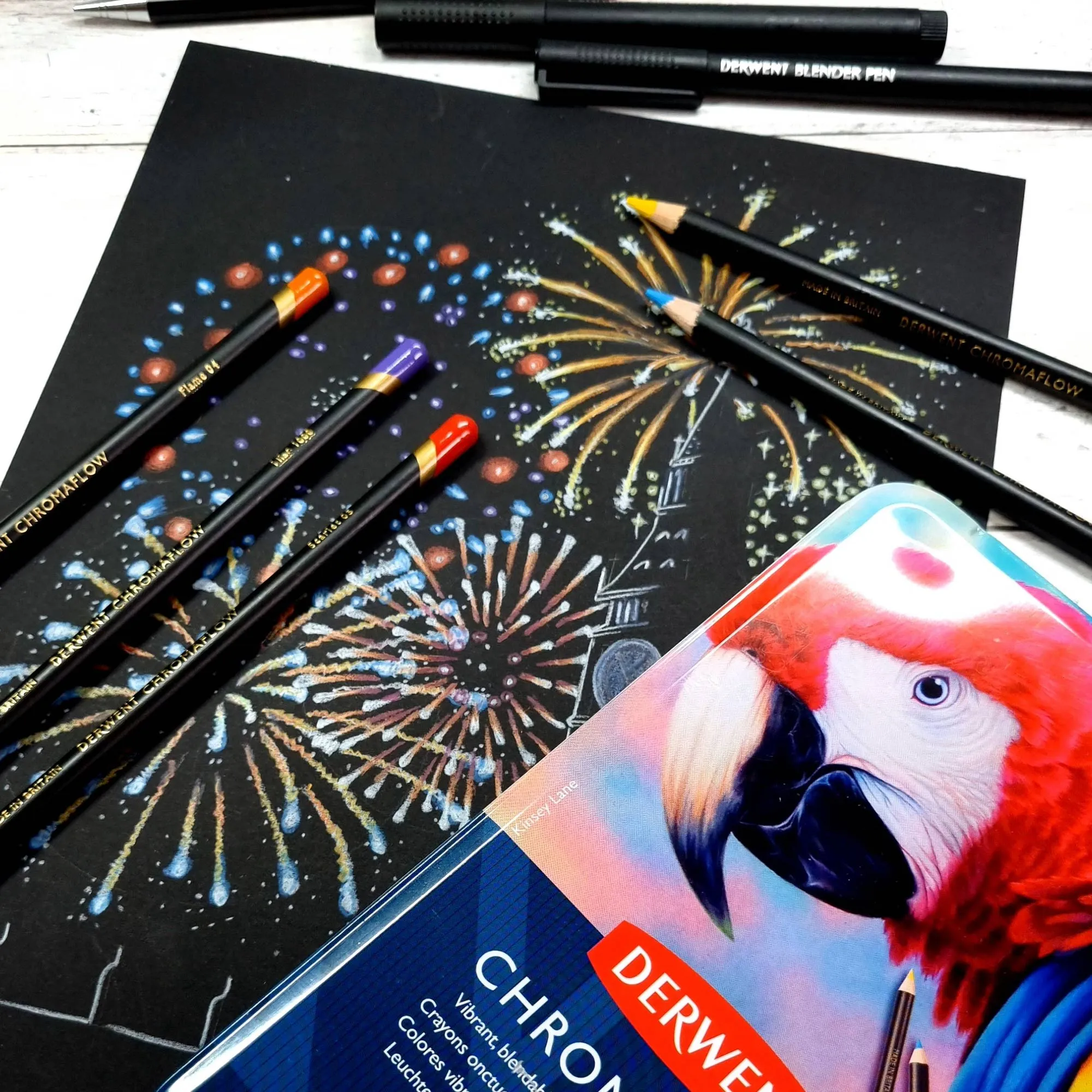 Derwent Chromaflow Pencils - Set of 12 - FREE Set of 2 Blender Pens
