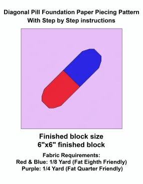 Diagonal Pill Foundation Paper Piecing Pattern PDF