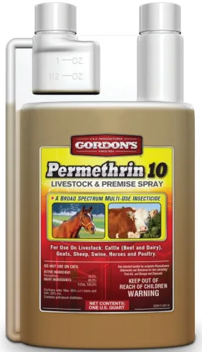 Gordon's 9291082 Livestock and Premise Spray, Liquid, Amber, Pungent, 1 qt :QUART: QUANTITY: 12