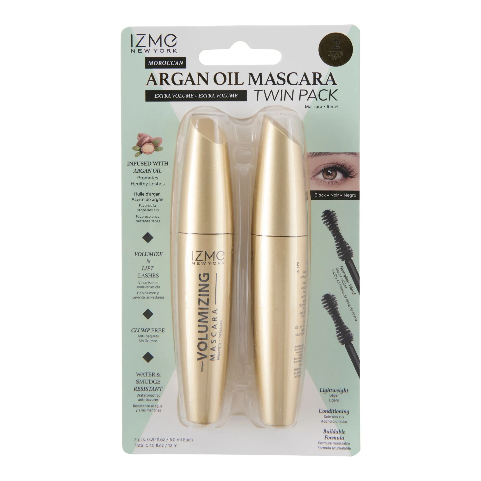 IZME Volumizing Mascara with Argan Oil, 2-Pack