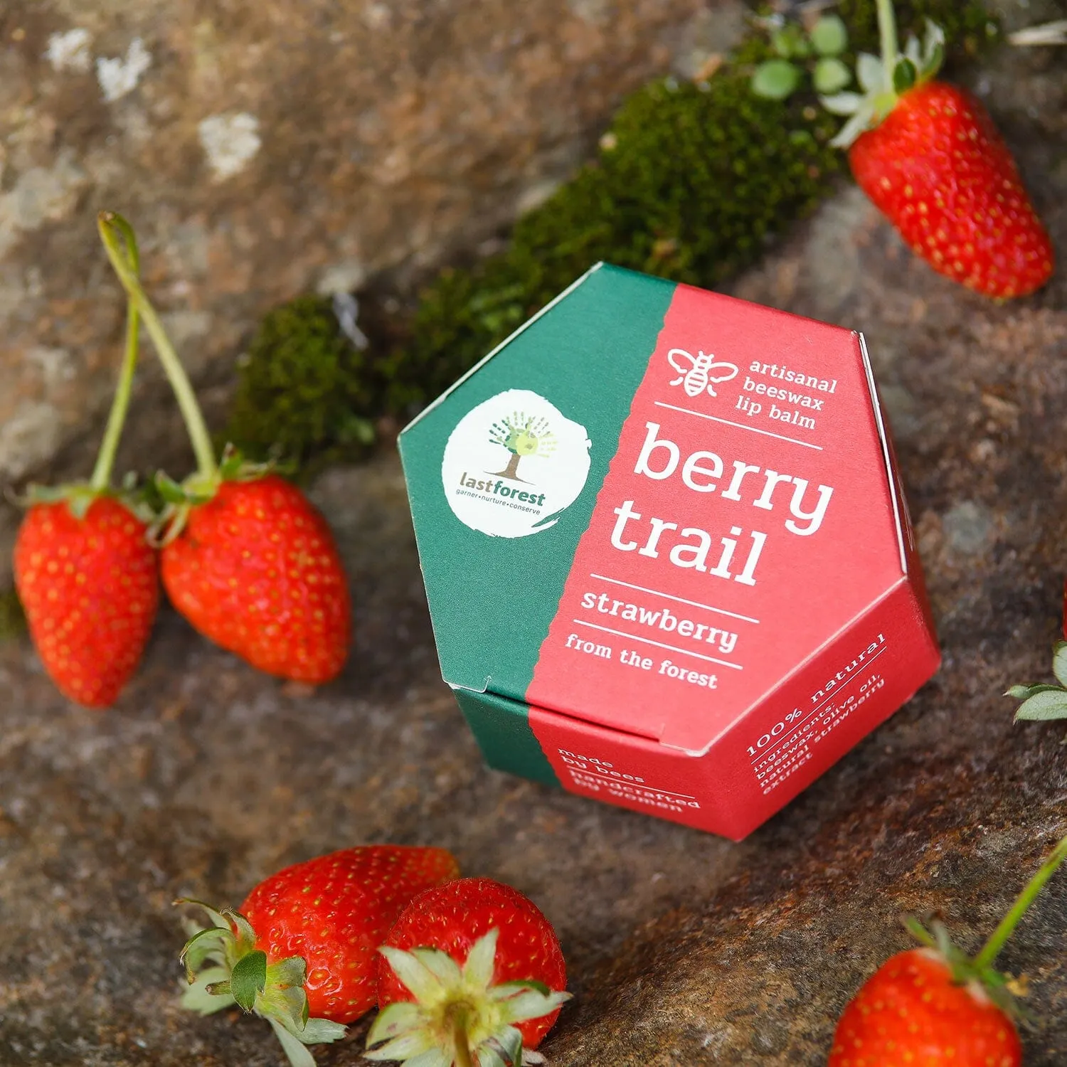 Last Forest Artisanal, Handmade Beeswax Lip Balm Strawberry