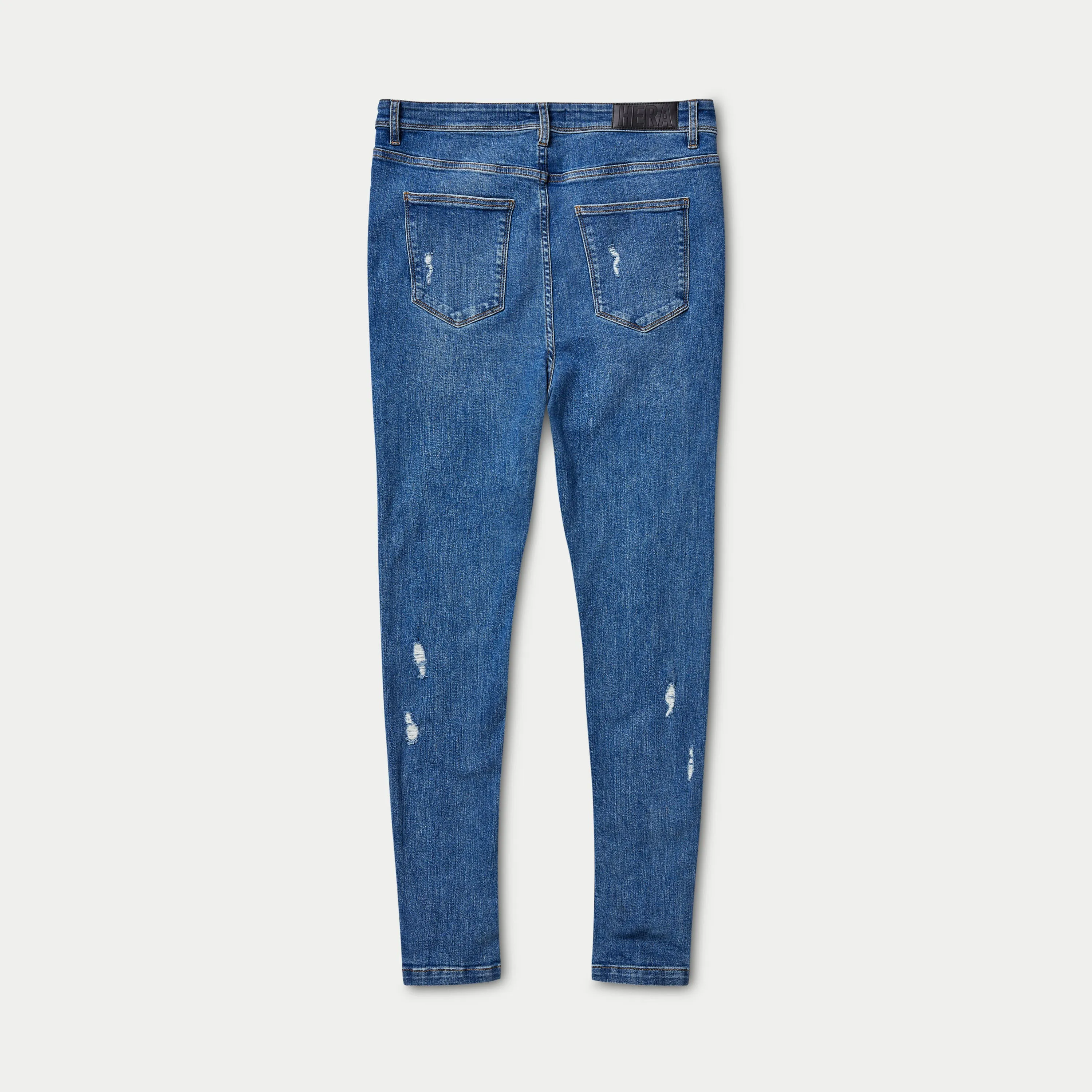 Mens Spray-on Ripped Jean - Mid Blue