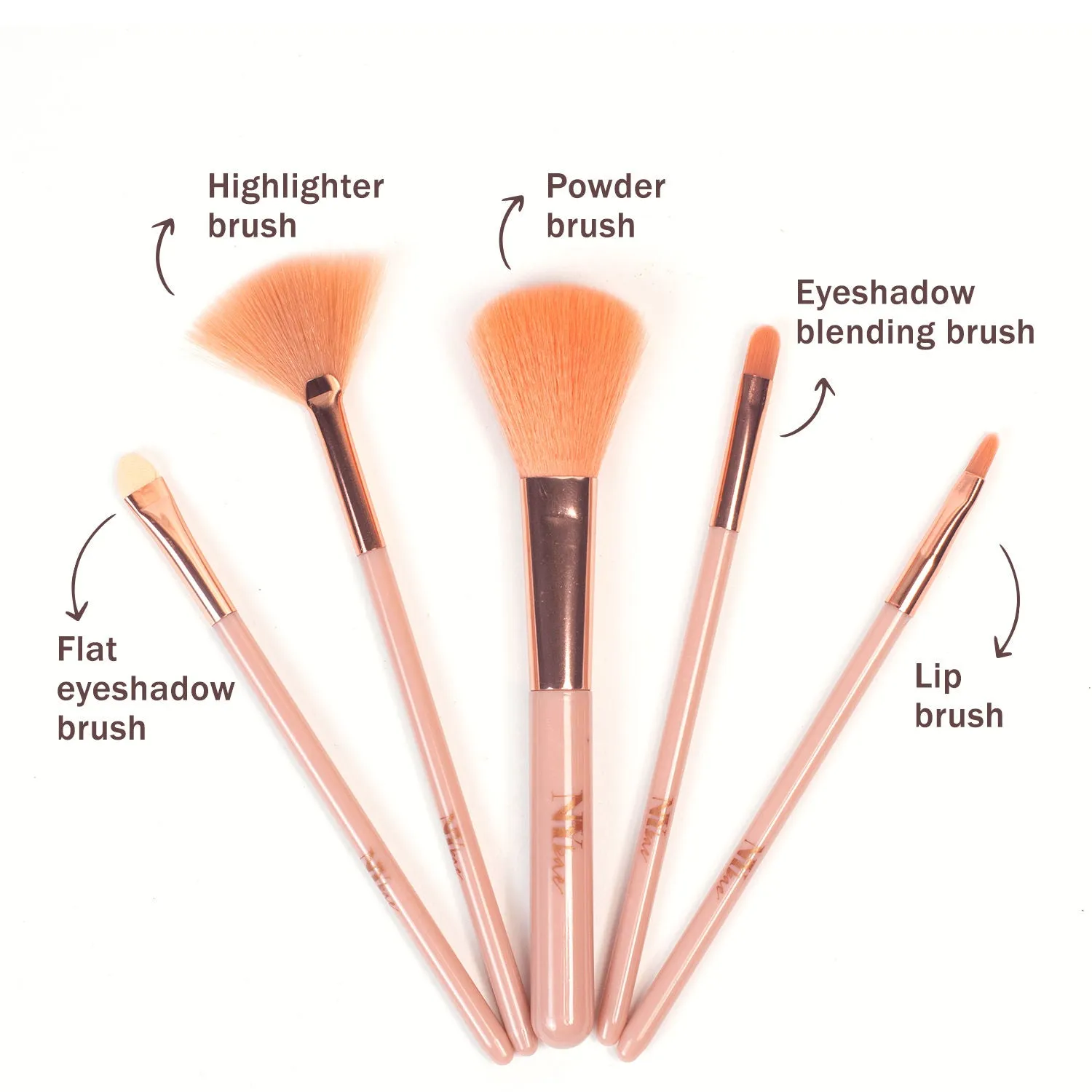 NY Bae Pro Makeup Brush Set | Makeup Tools | Eyeshadow Blending Brush | Eyeshadow Flat Brush | Powder Brush | Blush Brush | Highlighter Brush | Fan Brush | Lip Brush | Soft