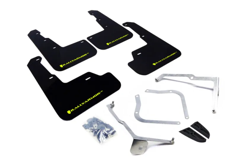 Rally Armor UR Black Mud Flap w/ Green Logo - Subaru WRX/STI VA