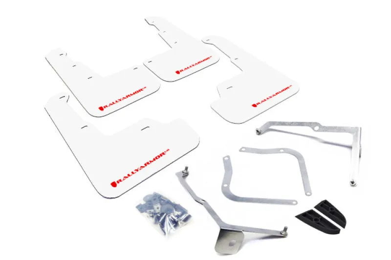 Rally Armor UR White Mud Flap w/ Red Logo - Subaru WRX/STI VA