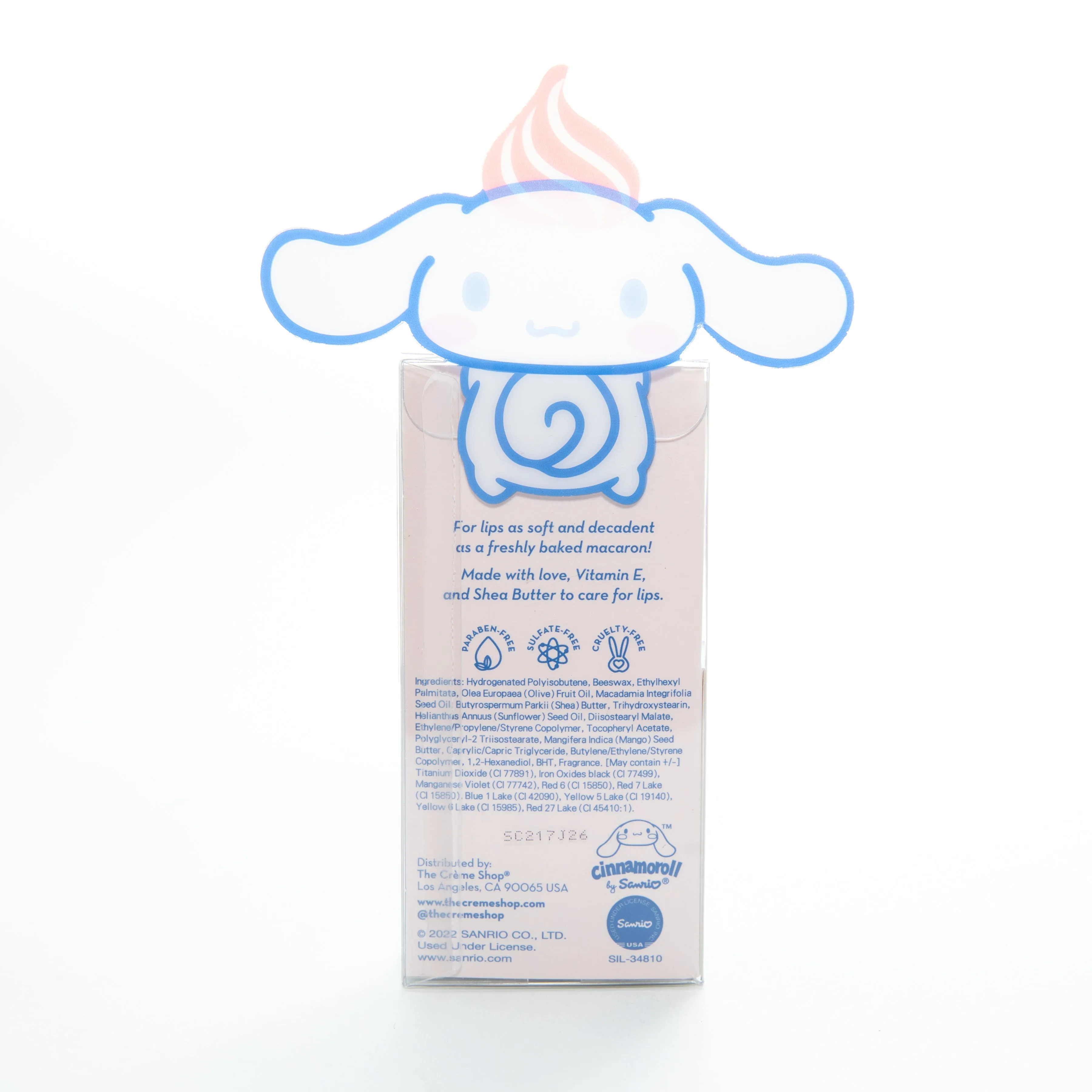 The Creme Shop Cinnamoroll Macaron Lip Balm Peach Mousse