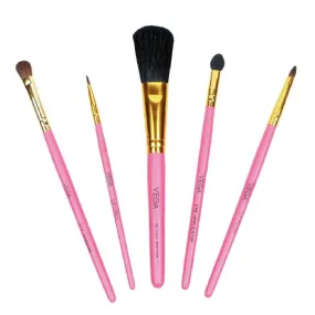 Vega Set of 5 Makeup Brushes, Women Red  Gold-Toned, Color May Vary, (RV-05)