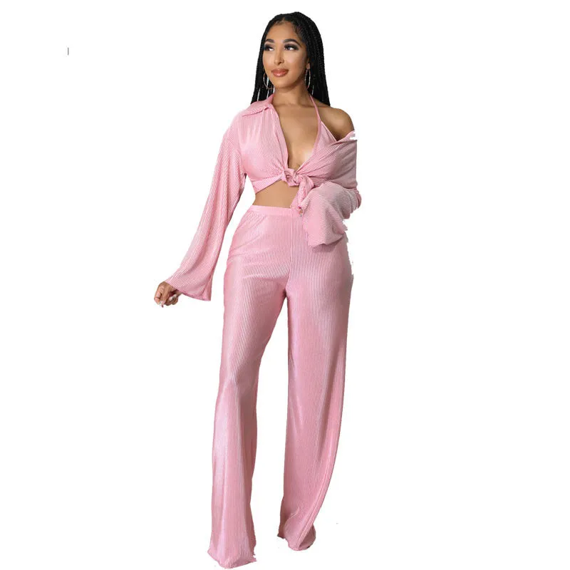 women solid color triple suit fashion beach and holiday style